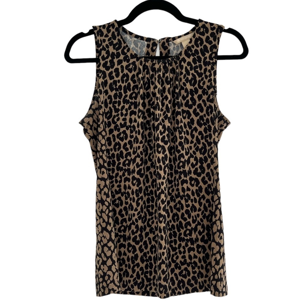 Banana Republic Beige and Black Leopard Print Sleeveless Top